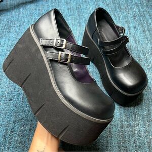 Dolls Kill Demonia Kera Mega Platform Mary Jane Shoes Black Size 9 Goth Grunge